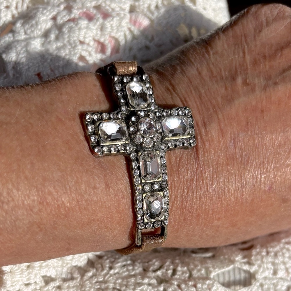 Silver Rhinestone Cross Bracelet - Picture 3 of 13
